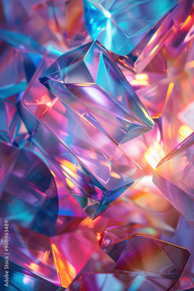 Aufkleber abstract background, floating iridescent geometric patterns provide a striking background, with the 