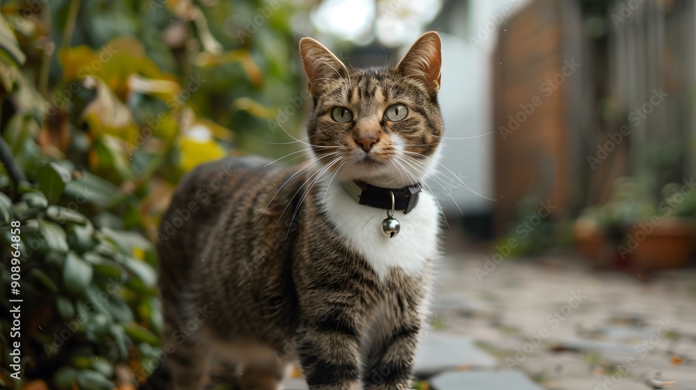 Poster cat wearing smart pet tracker with safe zone monitoring feature