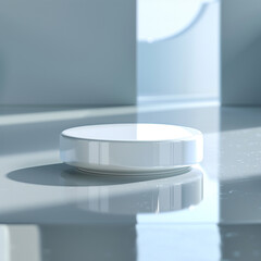 interior of a modern house with close up product display podium