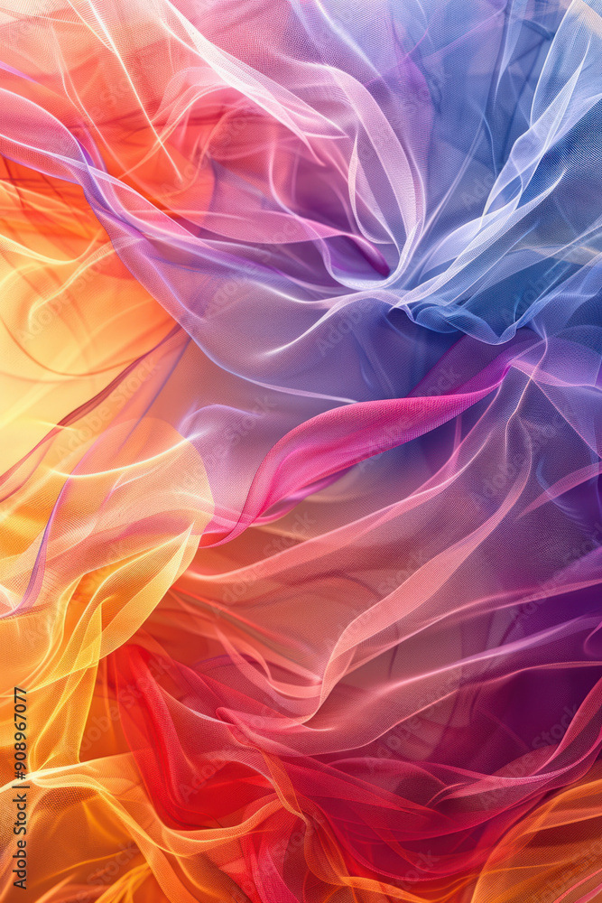Poster social media background, colorful abstract geometric shapes form an iridescent pattern with a clear 