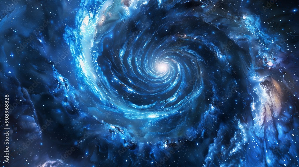 Canvas Prints an abstract cosmic whirlpool spirals in deep blue galactic space, mesmerizing with its intricate pat