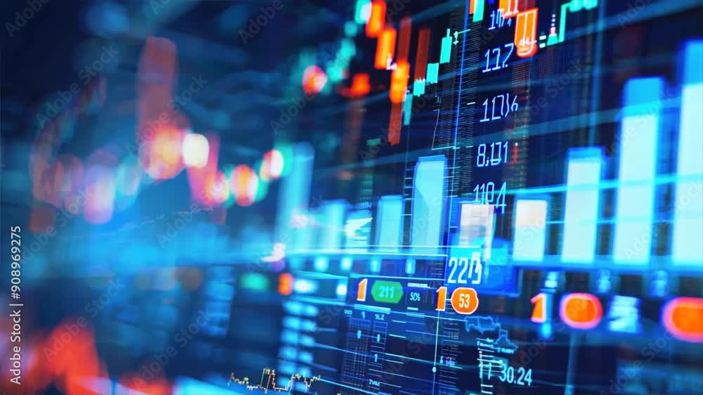 Poster high-resolution image of a stock market graph on a computer screen