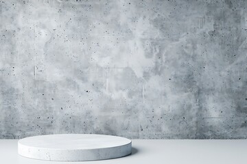 Minimalist Concrete Podium Set Against a Raw Industrial Textured Wall