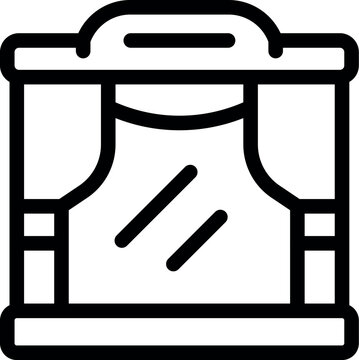 recommend clip art: Simple outline icon of a bulletproof vest for protection from bullets