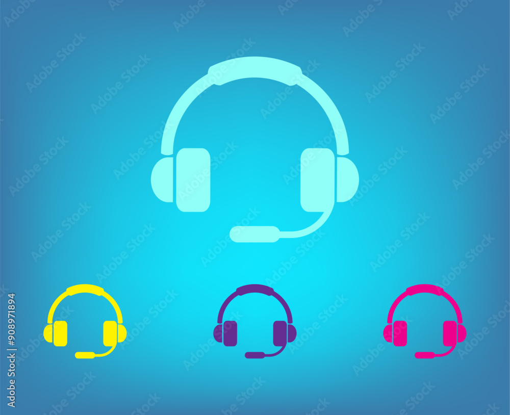 Poster vector color icons on blue background with gradient