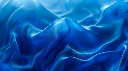 Obraz premium A serene image of blue fabric with smooth, curving folds and creases, creating a peaceful and calming visual effect, perfectly highlighting the gentle elegance of the material.