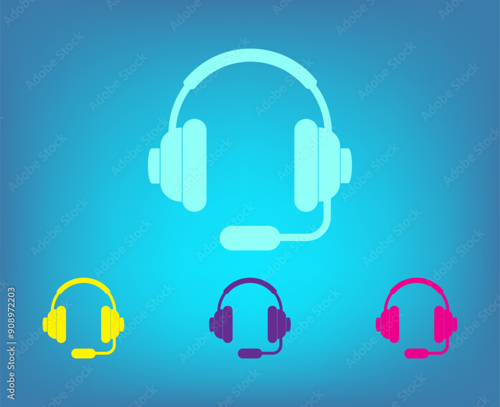 Poster vector color icons on blue background with gradient