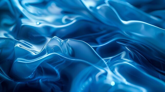 This image showcases abstract blue ripples resembling waves with a fluid motion, creating a soothing and dynamic visual effect against a smooth surface.