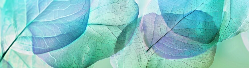 Fototapeta premium Delicate Blue and Green Leaves