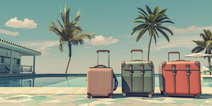 Retro Travel Bags on Rustic Porch