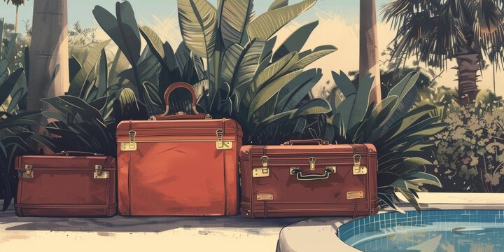 Vintage Luggage on Rustic Porch