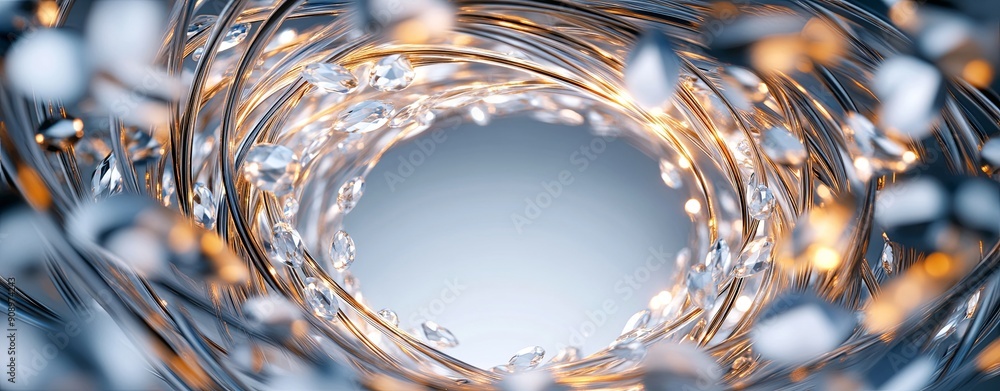 Poster close-up of light patterns through a crystal chandelier, creating an abstract, minimalist background