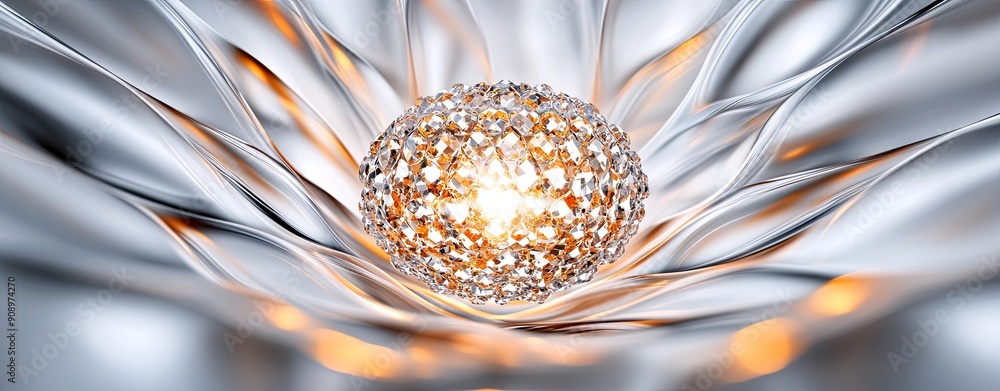 Poster close-up of light patterns through a crystal chandelier, creating an abstract, minimalist background