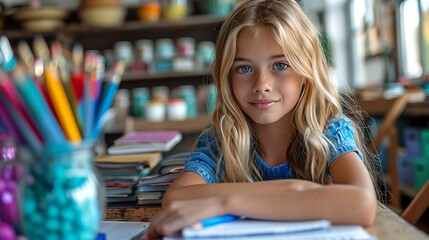 Pupil is doing the homework