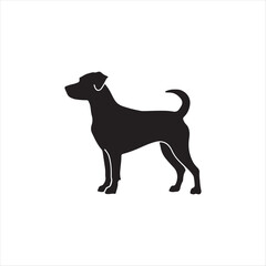 a black dog silhouette vector on white background