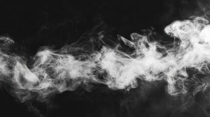 Abstract Swirling White Smoke on Black Background