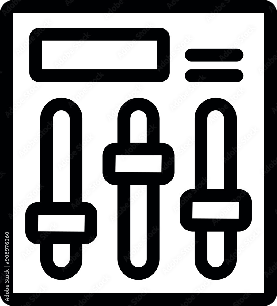 Poster simple icon of a control panel interface with three vertical sliders adjusting settings