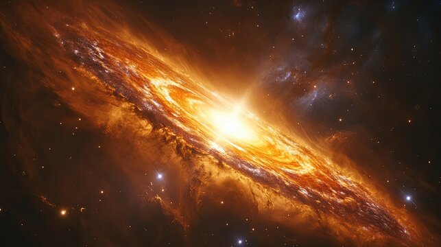 48. Close-up of a quasar, with its bright light illuminating the surrounding space