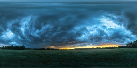 Stormy Sky Over Field.