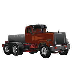 Outline orange and painted truck. Isolated in black background, for t-shirt design, print, and for business purposes.
