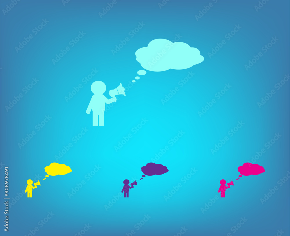 Poster vector color icons on blue background with gradient
