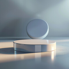 interior of a modern house with close up product display podium