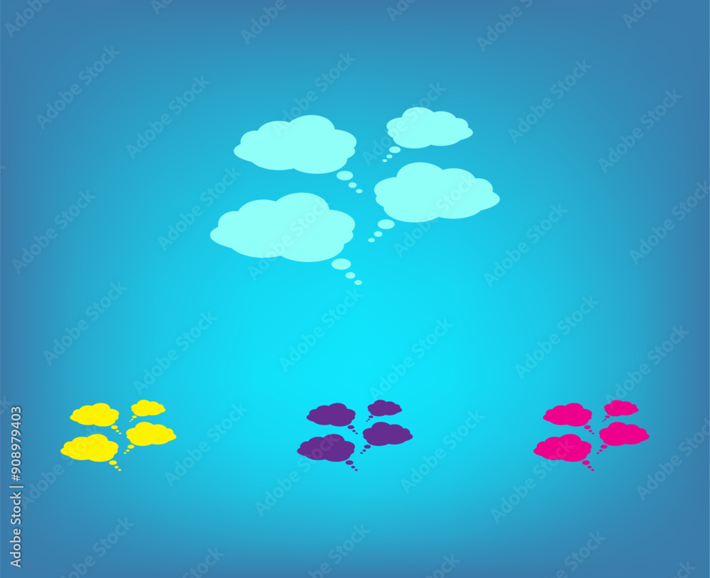 Poster vector color icons on blue background with gradient
