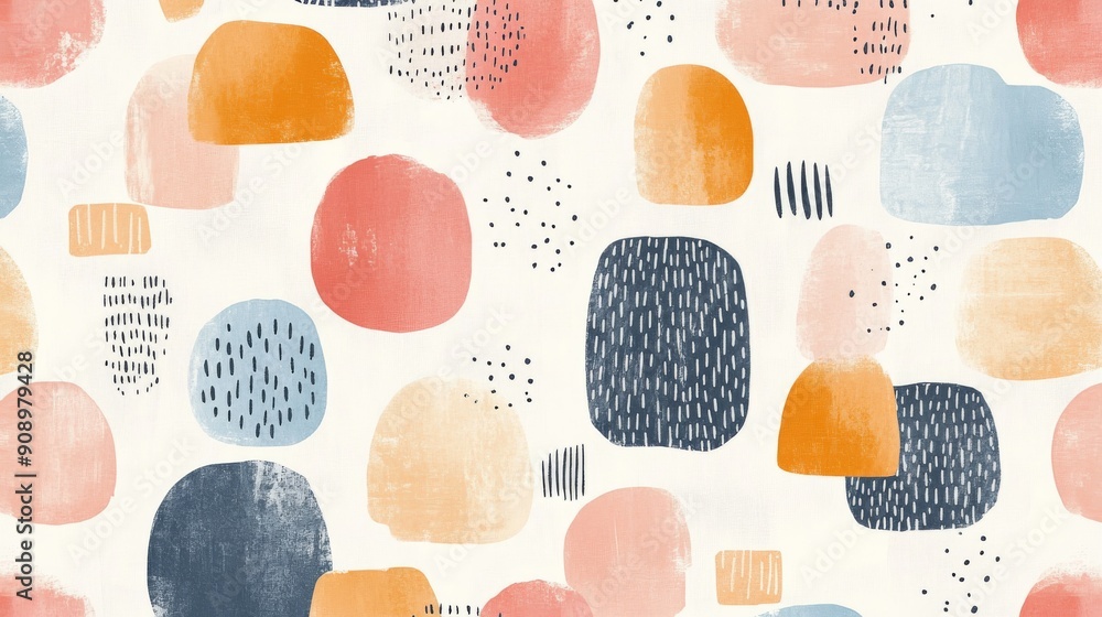 Poster abstract seamless pattern with watercolor shapes and dots