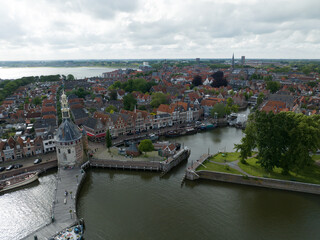 Aerial view of the city of Hoorn, North Holland, The Netherlands.