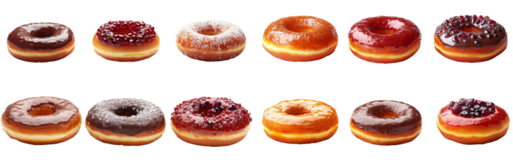 Donut Variety: A delightful assortment of donuts in various flavors and toppings, perfect for a sweet treat or a delicious breakfast. 