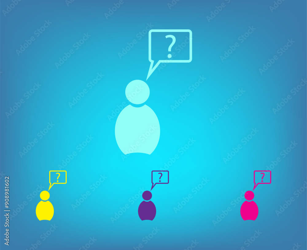 Poster vector color icons on blue background with gradient