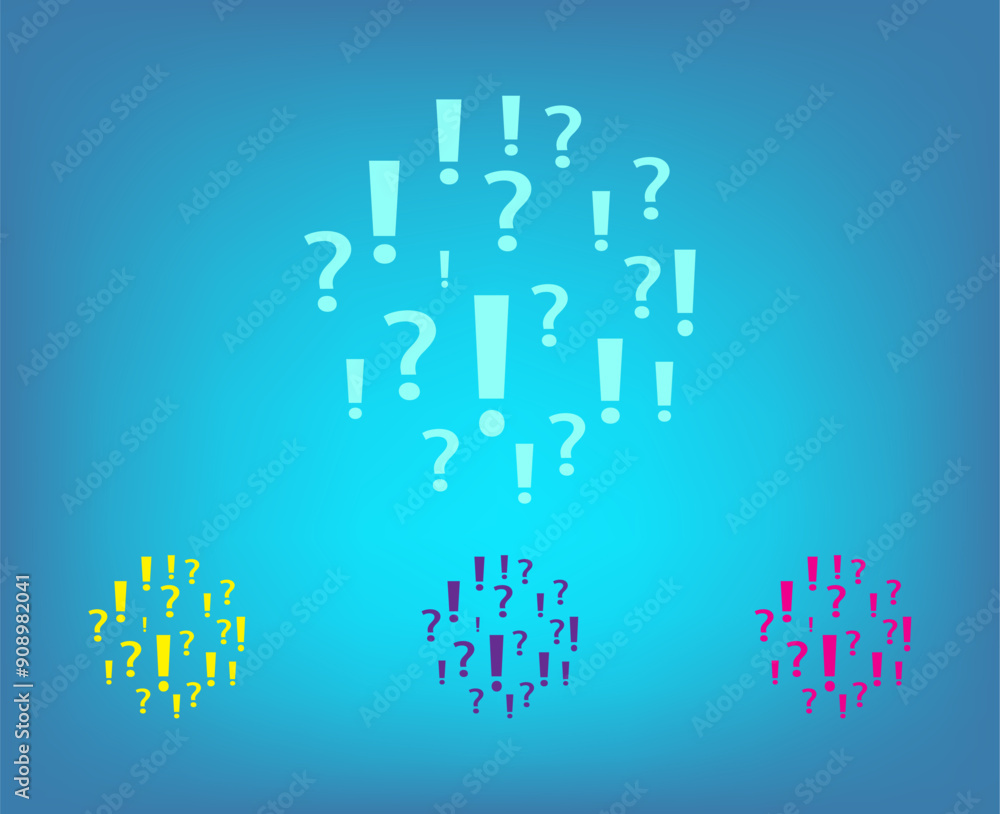 Poster vector color icons on blue background with gradient