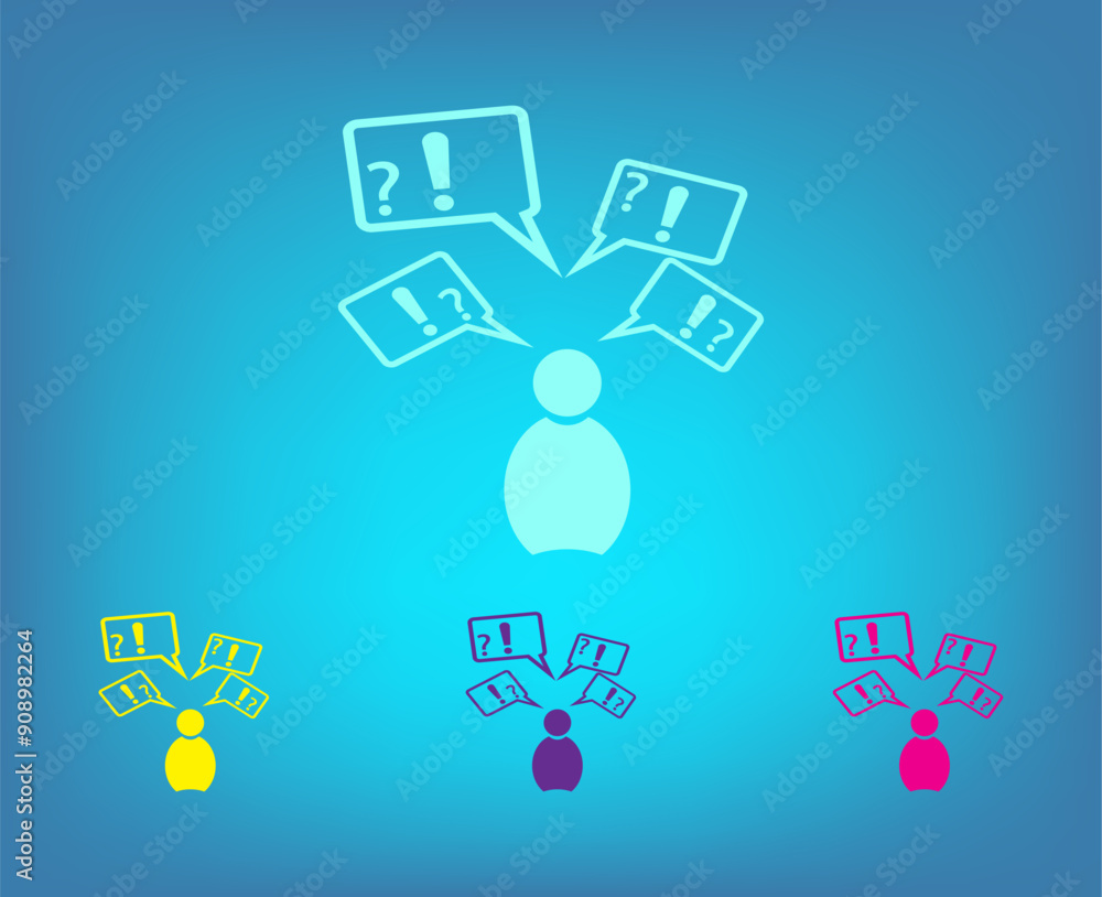 Poster vector color icons on blue background with gradient