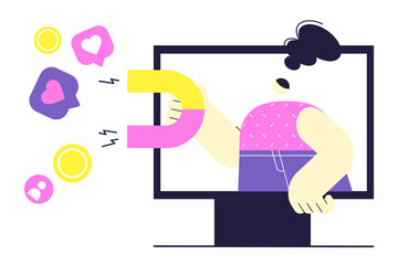 Woman attracting likes and followers on social media
