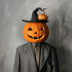 Halloween pumpkin scarecrow retro style