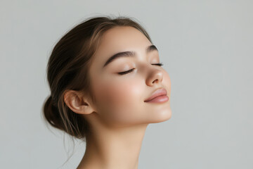 Fototapeta premium A close up of a girl's face with her eyes closed
