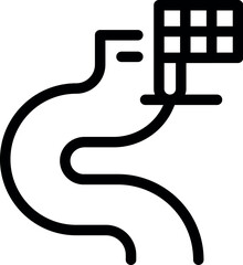 Winding road leading to a finish line with a checkered flag waving, symbolizing the concept of success