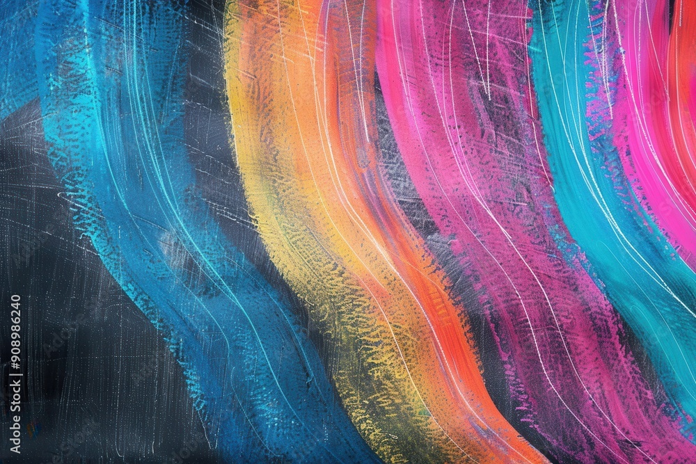 Aufkleber bright brushstrokes swirl across a dark green chalkboard, adding color and creativity to the educati
