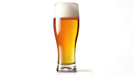 one single beer glass isolated on white background