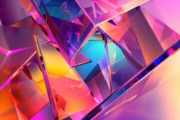 Background of glass elements, various geometric glass shapes. beautiful modern banner