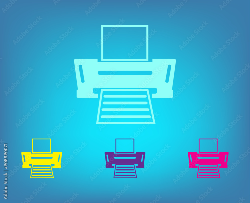 Poster vector color icons on blue background with gradient