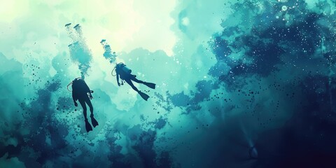 Scuba Divers Exploring the Deep Sea