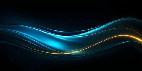 Abstract Flowing Golden Wave Background on a Blue Theme