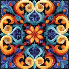 Intricate Floral Pattern in Vibrant Colors