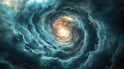 Everyday objects caught in a swirling storm, dynamic cloud backgrounds