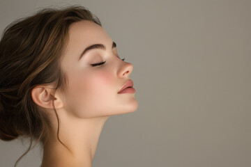 Fototapeta premium A close up of a girl's face with her eyes closed