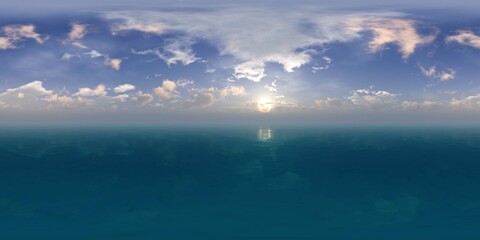 Obraz premium HDRI, environment map, Round panorama, spherical panorama, equidistant projection, sea sunset 3d rendering