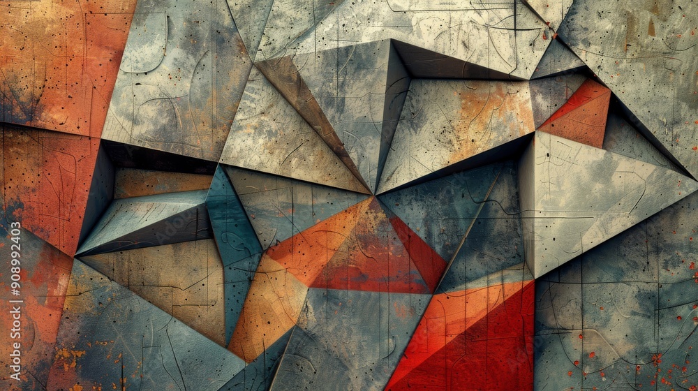 Fototapete geometric abstract textures with sharp lines and overlapping shapes