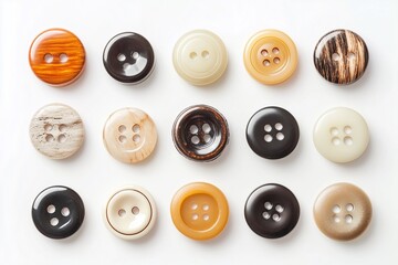 Fototapeta premium close up of a different color buttons isolated on white background