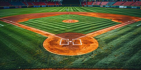 Overhead View of Baseball Diamond with Crisp Markings